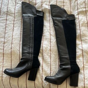 Dolce Vita Black Over the Knee Stack Heel Boots 8.5